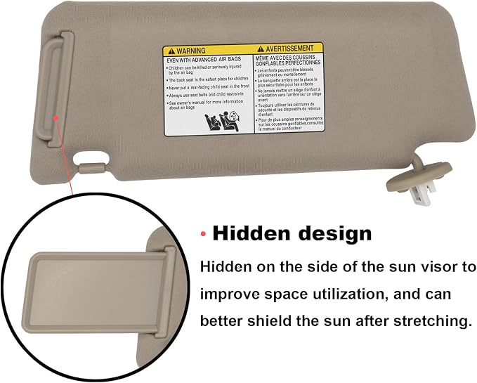 NHILES Driver & Passenger Side Sun Visor Replacement Fits for Toyota Tacoma 2005-2015 Sunshade with Light 7432004210E0 7431004120E0 Color Beige