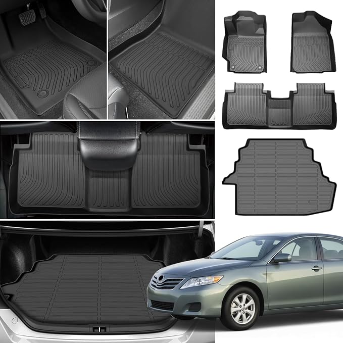 Floor Mats for Toyota Camry 2007-2011(ONLY Gas), NOT for Hybrid, Custom Fit Camry CE XLE SE LE Floor Mats, Front Rear Mats & Cargo Liner, TPE Anti-Slip Waterproof Duty Car Accessor