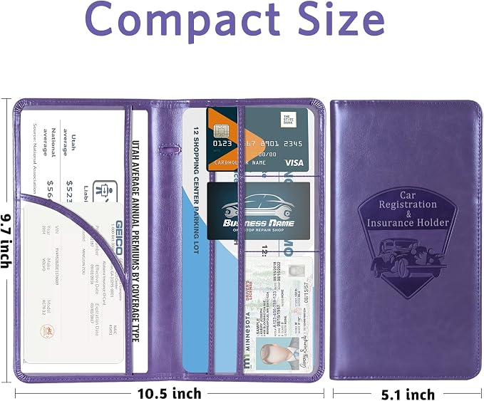CoBak Car Registration and Insurance Holder - Vehicle Glove Box Car Organizer,Auto Truck Comparment Accessories Case with Magnetic Closure for Driver License,Cards