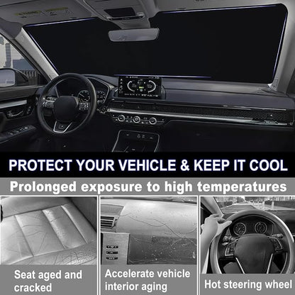 Car Windshield Sun Shade for Honda CRV 2023 2024 2025 2026 Professional 310T Reflective Polyester UV & Heat Insulation Protection, Foldable Front Window Sunshade with Storage Pouch, Keep Interior Cool