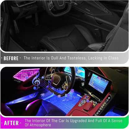 Door Speaker Relays Cover Trim w/Neon Accent Lights fit for C8 Corvette 2019-2024,LED Ambient Foot Lights,Atmosphere Door Storage Box Lamps,Voice APP Button Switching Control,RGB