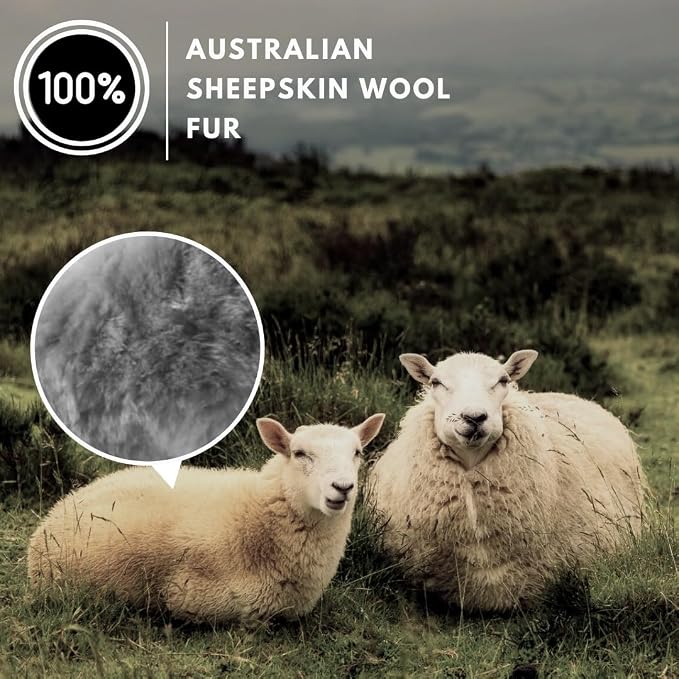 Andalus Brands Luxury Fluffy Car Steering Wheel Covers – Genuine Merino Sheepskin, Soft Fuzzy Car Steering Wheel Cover for Women, Universal 14.5-15" Size, Plush Fur Cute Auto Accessories, Gray