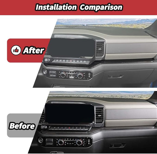 JeCar for Silverado Carbon Fiber Interior Center Console Dash Panel Cover Trim for 2022 2023 2024 2025 2026 Chevrolet Chevy Silverado 1500