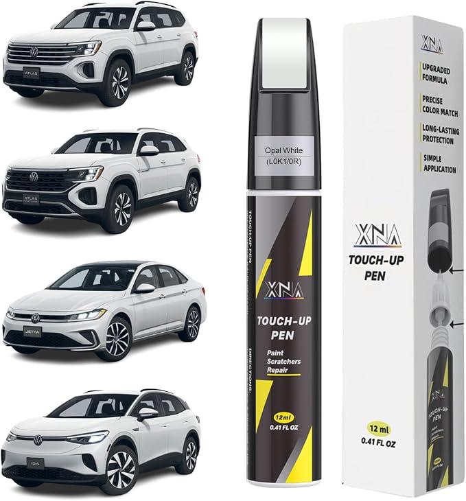 XNA Opal White/Oryx White(L0K1/0R) for Volkswagen Touch Up Paint, Car Scratch Remover for Nicks and Chips Repair, 2-In-1 Quick & Easy Fix Car Scratch Repair Kit with Exact Color-Matched