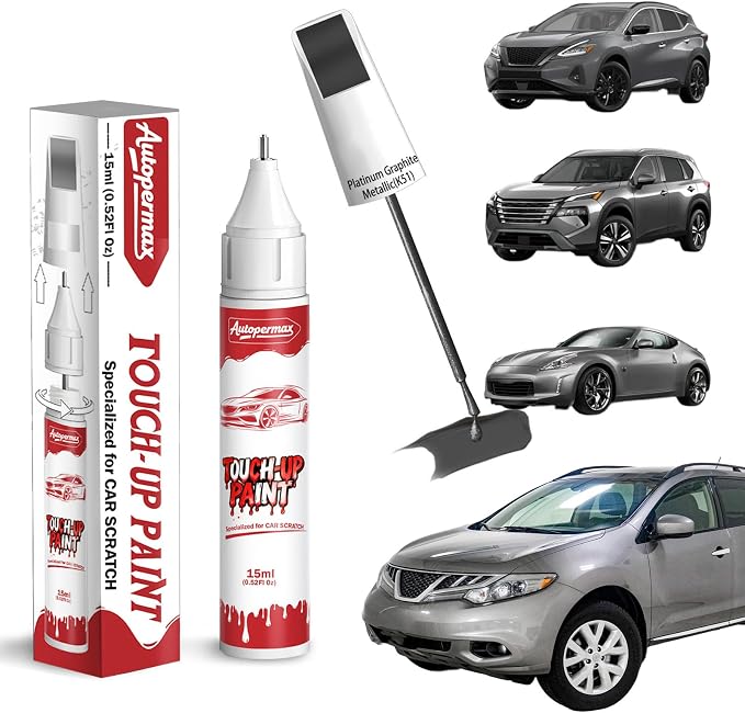 K51 Platinum Graphite Metallic Car Touch Up Paint for Nissan, Color Accurate Two-In-One Car Paint Scratch Repair Pen, Professional Scratch Remover for Vehicles Chips and Nicks Scuff