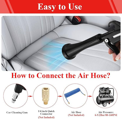 HANDY Tornado Car Cleaning Gun with Rubber Guard and Brass Adjustable Air Flow Nozzle Air Gun for Compressor Pneumatic Tool for Dust Cleaning Car Detailing | Adjustable brass nozzle Durable metal body Strong air blast power Universal quick connect Comp...
