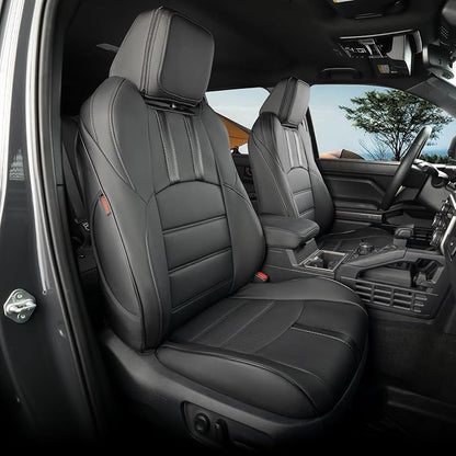 coverdream Tacoma Seat Covers Full Set for 2016-2023 Toyota Tacoma Double/Crew Cab SR,SR5,TRD Off Road,TRD Pro,TRD Sport,Limited Pickup,Waterproof Leather Car Seat Protector(Black & Carbon Fiber)