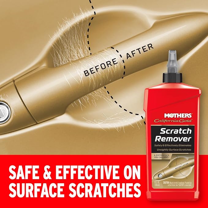 Mothers California Gold Scratch Remover, 8 oz. – Safely & Effectively Eliminates Light Scratches, Scuffs & Transfers from Paint & Clearcoat, Restores Shine Around Handles and High-Touch Areas (08408)