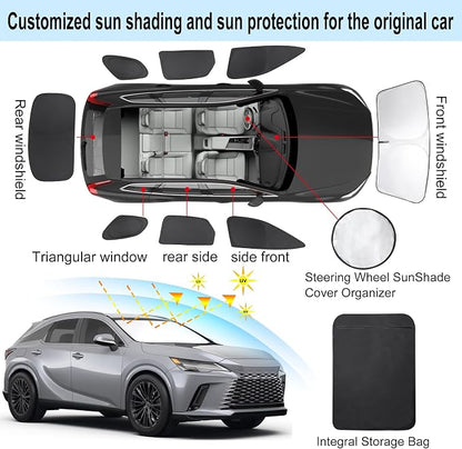 TINGLU Window Shades for Lexus RX 2023-2025 2026 Accessories Car Side Full Windows Rear Triangular Windshield Sun Shade Sun UV Rays & Privacy Protection for Camping,Napping,and Relaxing 8PCS