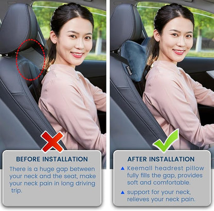 Keemall Inflatable Car Neck Pillow Driving , Blow Up Car Headrest Pillow for Car, Inflatable Travel Pillow for Camping, Neck Support for Office Chair - Adjustable Softness