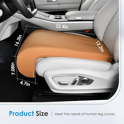 FLORICH Car Seat Extender Leg Extender Support Cushion for Driver Seats Office Chair, Leather Carseat Leg Support for Long Drivers Universal Car Seat Cushion Legs Rest Pads-Beige Brown