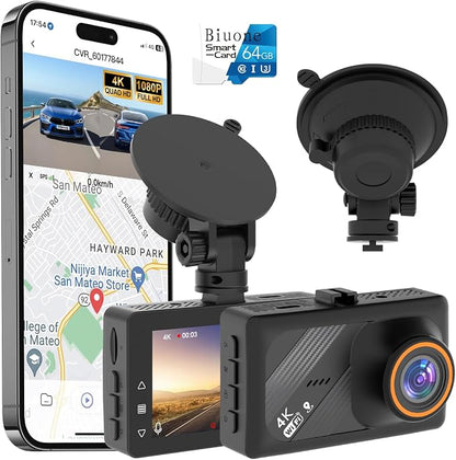 4K Dash Cam Front with AI(ADAS), Dash Camera for Cars Built-in 5.8G WiFi GPS, 3.2" IPS Screen Dash Cam with 24H Parking Monitor, G-Sensor,Night Vision,Loop Recording