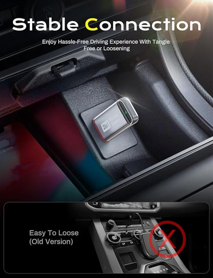 2-in-1 Wireless CarPlay Adapter 2026 Support Apple CarPlay & Android Auto, Fast Auto-Connect, No Latency, Mini Bluetooth Dongle Convert Wired to Wireless Compatible with iPhone & Android Silver U3