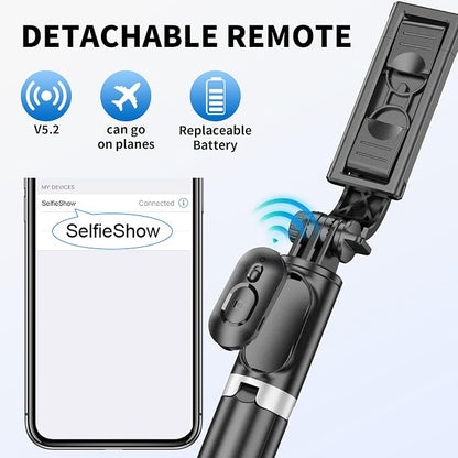 Selfie Stick Tripod, All in One Extendable & Portable iPhone Tripod Selfie Stick with Wireless Remote Compatible with iPhone 17 16 15 14 13 12 pro Xs Max, Galaxy Note10/S20/S10/OnePlus 9/9 PRO etc