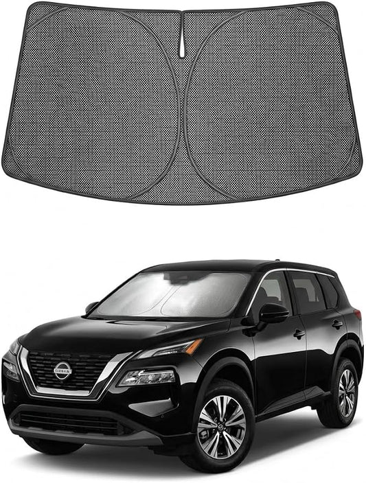 Proadsy Windshield Sun Shade Custom Fit Nissan Rogue 2021-2026 Ice Crystal Black Front Window Sunshade UV and Heat Blocker Foldable Visor Keeps Car Cooler for Summer Parking and Daily Use
