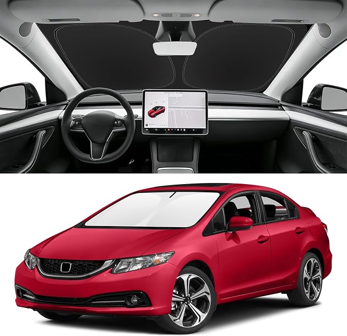 Windshield Sun Shade for Honda Civic 2012-2015, Foldable Car Sunshade Accessorie with Storage Bag, UV & Heat Reflector, Keep Your Car Cooler