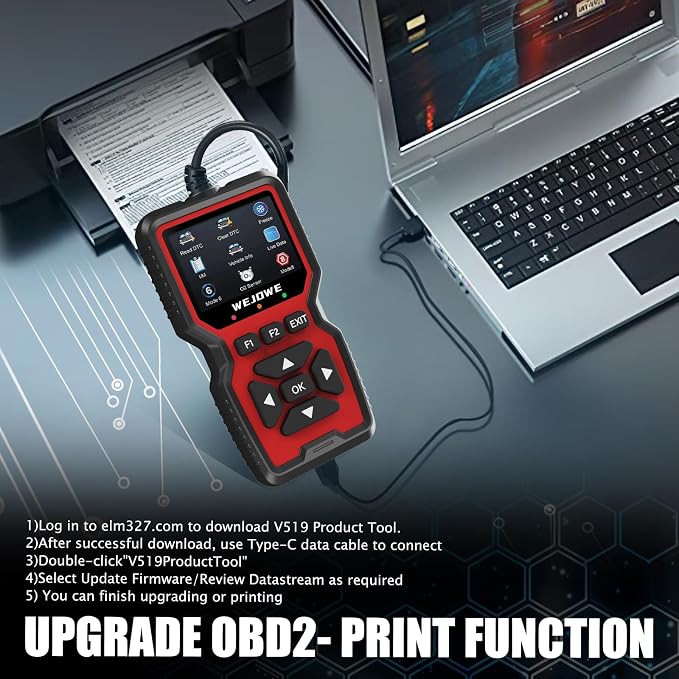 WEJOWE Upgraded OBD2 Scanner Diagnostic Tool, Check Engine Code Reader OBD2 Scanner with Reset, Auto Check Engine Light Mode 6, Mode 8 & I/M Car Diagnostic Scan Tool for All OBDII Car