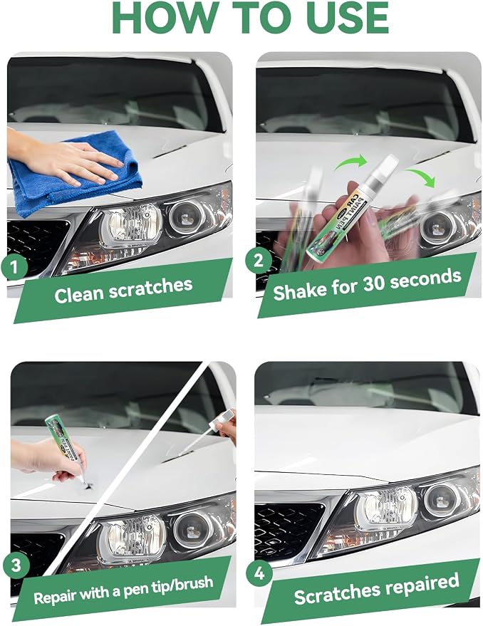 A96 Mineral White Metallic Touch Up Paint for BMW, Color Accurate Car Paint Scratch Repair Pen, Quick & Easy Fix Automotive Chips and Nicks