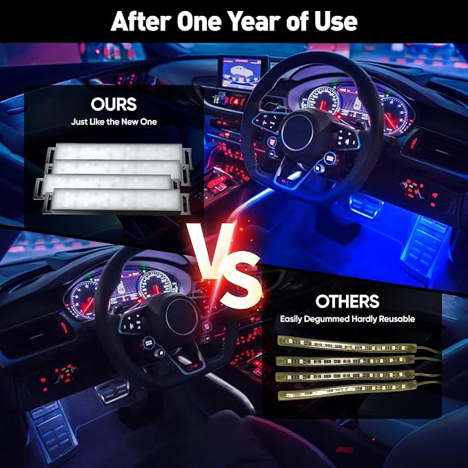 Honalia Car LED Lights Interior, Ambient Lighting Car with Smart APP Control, Multicolor Interior LED Lights with Music Mode for Truck Jeep SUV, DC 12V