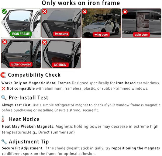 Car Window Sun Shades Curtains - Magnetic Privacy Curtains Side Window Sun Shades 100% Block Light Car Window Covers with Cooler Feeling 4Pcs, Thicken(Thickset, 4pcs)