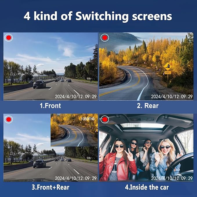 Docooler Dash Cam Front and Rear, 1080P HD Full Dashcams for Cars with DVR, WiFi & App Control, Night Vision, G-Sensor, Infrared, Parking Mode, 24H Loop Recording, 170° Ultra-Wide Angle - Black