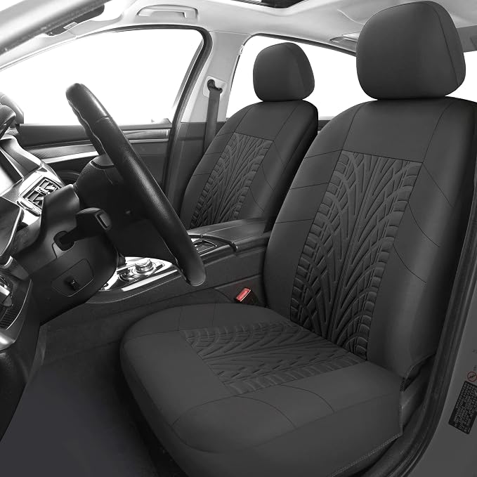 VarCozy Car Seat Covers Full Set, Front & Split Rear Bench for Car, Universal Cloth SUV, Sedan, Van, Automotive Interior Covers, Airbag Compatible