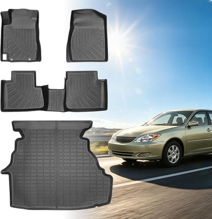 Floor Mats for Toyota Camry 2002 2003 2004 2005 2006, Camry Floor Mats ONLY Sedan, TPE Non-Slip Waterproof Summer Winter, Front & Rear Row & Cargo