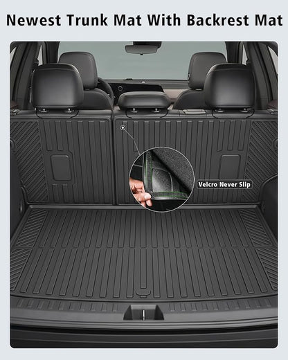 Floor Mats & Cargo Mat with Backrest Mat Custom for Chevy Equinox 2025 2026 (Only Gas) /GMC Terrain, Door Sill Guards, All Weather TPE Full Set Floor Liners Trunk Mat for Chevrolet Equinox Accessories
