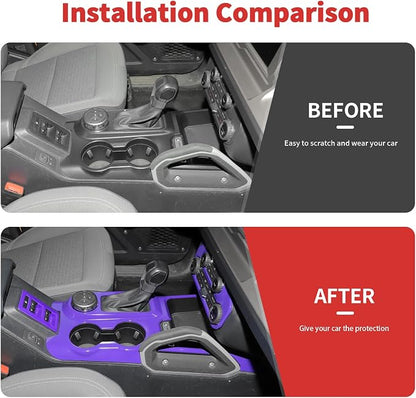 9PCS Full Set Interior Trim Kit Fit for Ford Bronco 2021-2024 4 Door,Center Console Gear Shift Panel Inner Door Handle (Purple)