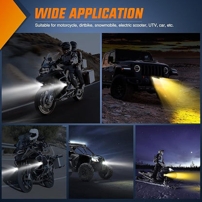 Nilight Motorcycle Driving Lights 1.7 inch White Amber Spot Beam Fog Light LED Pods IP67 Waterproof Auxiliary Offroad Lighting for Motorbike Dirt Bike e-Bike Scooter Snowmobile ATV UTV SUV Truck