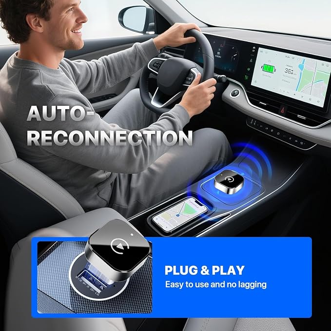Wireless CarPlay Adapter, 2026 Upgrade 2-in-1 Wireless Android Auto Dongle, Plug & Play Auto Reconnect Mini USB Car Play Accessory Compatible with iPhone & Android