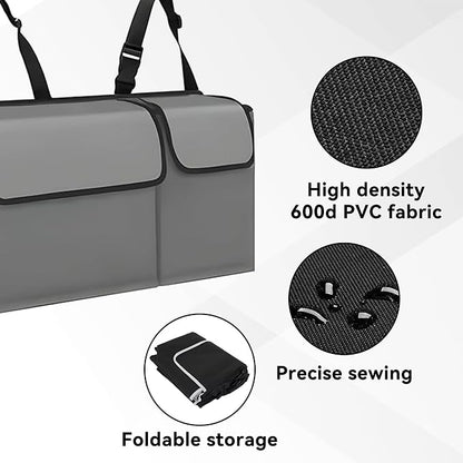 Car Trunk Organizer, Backseat Hanging Large Storage with Adjustable Straps,Waterproof PVC Collapsible Cargo Bag, Car Interior Accessories for Auto SUV MPV (Gray)