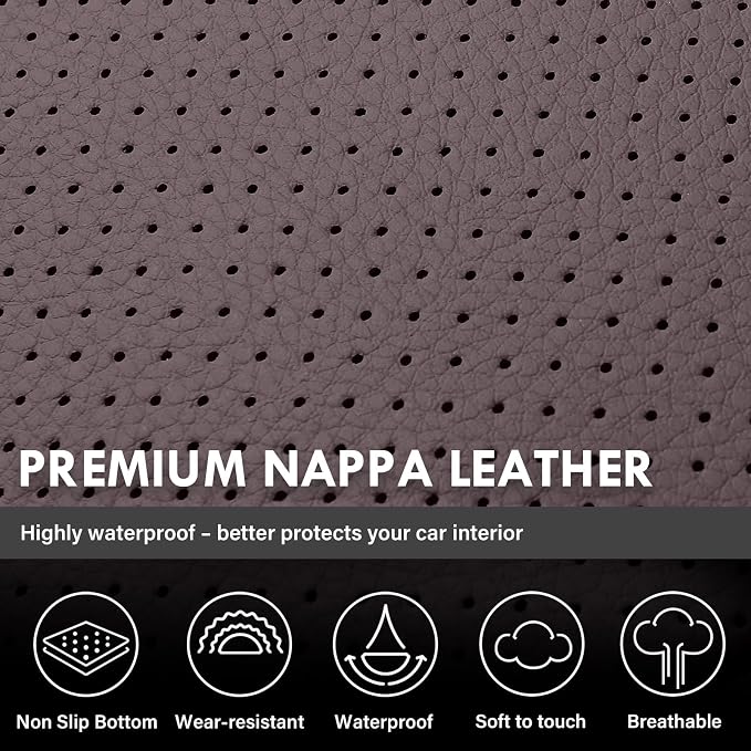 Coverado Chevy Silverado Seat Covers, Faux Leather Seat Covers Fit for Chevy Silverado GMC Sierra 2007-2026 1500, 2015-2026 2500HD 3500HD Crew Double Extended Cab (Front,Brown)
