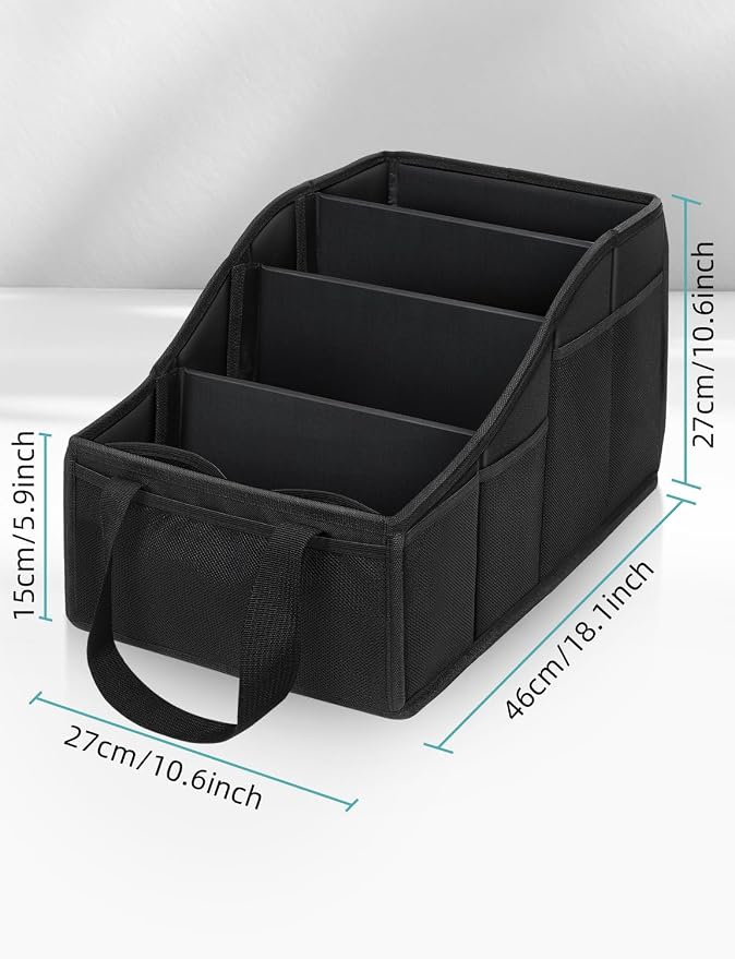 YOHOOLYO Car Seat Organizer Backseat Car Organizer with 4 Compartments, 4 Cup Holders and 7 Mesh Pockets for Front and Rear Seat, Black