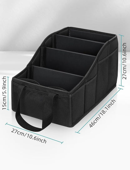 YOHOOLYO Car Seat Organizer Backseat Car Organizer with 4 Compartments, 4 Cup Holders and 7 Mesh Pockets for Front and Rear Seat, Black