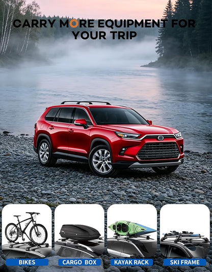 Wonderdriver Roof Rack Cross Bars 260lbs Compatible with Toyota Grand Highlander & Lexus TX 2024-2026, Heavy Duty Black Upgraded Metal Lockable Aluminum Roof Rails Crossbars Cargo (Not for Highlander)