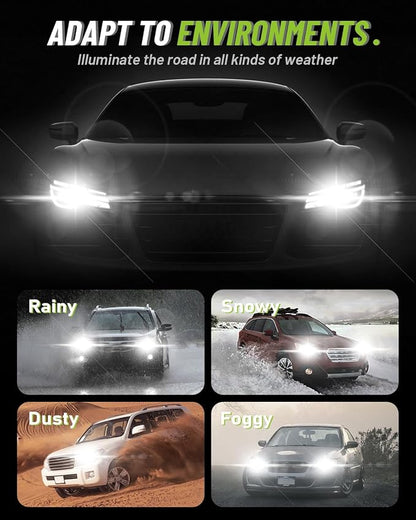 NOVSIGHT 9005 LED Fog Lights Bulbs - 55000 Lumens Ultra-Bright,100000 Hours Lifespan, 6500K Cool White Light, IP68 Waterproof, Pack of 2