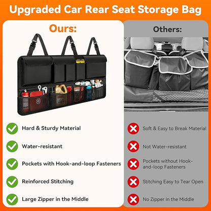 Trunk Organizer for SUV, 43" x 19" Large Capacity Car Organizers and Storage, Backseat Hanging Storage Bag with 10 Pockets, Adjustable & Waterproof Car Interior Accessories for SUV Truck MPV