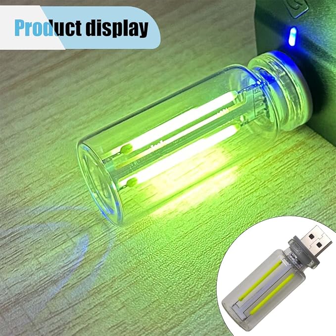 USB LED Interior Atmosphere Light, Plug-in USB Ambient Retro Lighting, Mini LED Car Interface Charging Night Light for Bedroom, Hallway (Green)