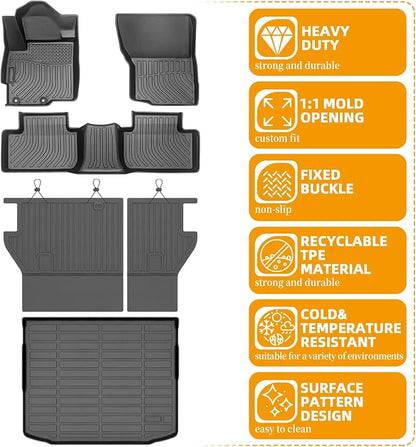Floor Mats for Mitsubishi Outlander Sport 2011-2024, Outlander Sport Floor Mats Custom Fit Floor Liners & Seatback Mat & Cargo Liner, TPE Non-Slip Waterproof Summer Winter Outlander Mats Accessories