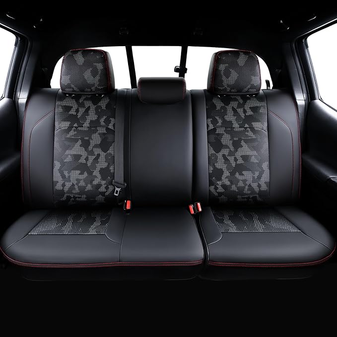 Carlimeki Leather Seat Covers Custom Fit for Tacoma Gen 3rd (2016-2023) Double & Crew Cab, for SR, SR5, Limited, TRD Pro, TRD Sport, TRD Off-Road, Trail Special Edition - Fully Covered