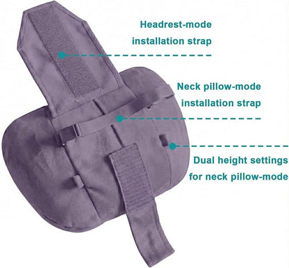 2PCS Car Pillow for Car Neck Pillow for Driving Seat Neck Support Soft Cushion Back Support Head-Rests for Vehicle Sleeping with Elastic Adjustment Strap (Violet, Head and Lumbar)