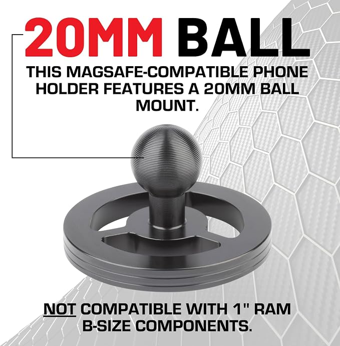 Bulletpoint Dash Mount Magnetic Cell Phone Holder Compatible with MagSafe iPhone Smartphones - 20mm (0.787 inches) Attachment Ball (MagSafe Holder only)