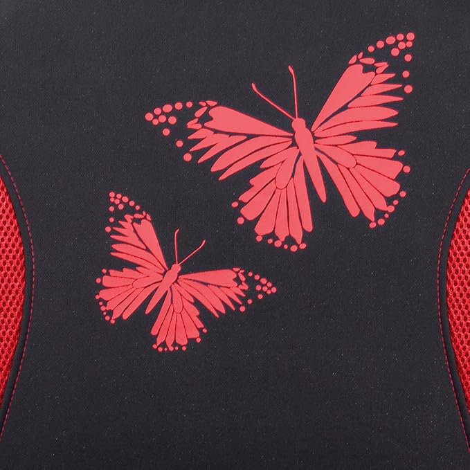 Flying Banner Butterfly car seat Covers ful Set Fashion Universal Lady Woman Female Rear Bench Split Colorized (Full Set, Red)