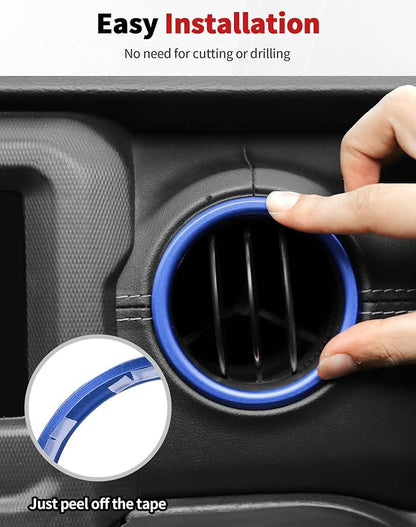 JWWY JL AC Air Vent Trim Rings & Dashboard Headlight Switch Decor Switch Knob Cover Kit Fit for 2018-2023 Jeep Wrangler JL JLU Interior Accessories, Aluminum Alloy 8PCS Blue