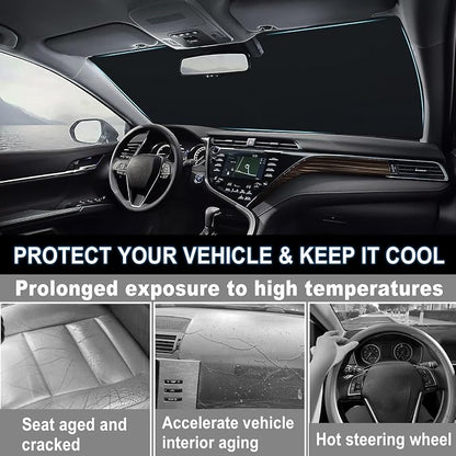 Windshield Sun Shade for 2018-2024 Toyota Camry Accessories Foldable Front Window Shade 310T Thickened Protect from Sun Rays & Heat Damage Fully Covered to Keep Car Cool
