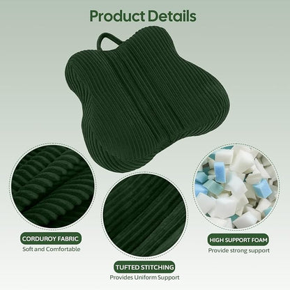 Lumbar Support Pillow for Recliner, Back Support Pillow for Office Chair, Back Cushion with Shredded Foam for Back Pain Relief & Reading, Lumbar Cushions for Couch, Sofa Seat, Car, Green
