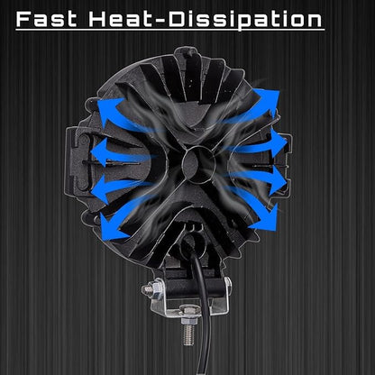 7 Inch Round LED Offroad Driving Lights for Truck, 201W 10000lm Waterproof LED Work Lights, 12V 24V Flood Spot Beam Headlight Fog Lights for Jeep ATV UTV SUV 4x4 Car RV, 2 Pack with Wiring Harness
