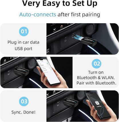 C5 2-in-1 Wireless CarPlay & Android Auto Adapter – Converts Factory Wired Connection to Wireless for Cars 2016+, Mini Plug & Play Car Play Dongle, OTA Update, USB C Cable, for iPhone & Android Phones