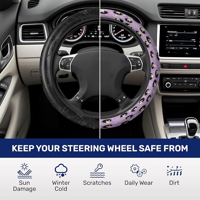 GENANY Funny Sprite Steering Wheel Cover, Non Slip Polyester Car Wheel Protector for Car SUV Truck, Universal 15 Inch